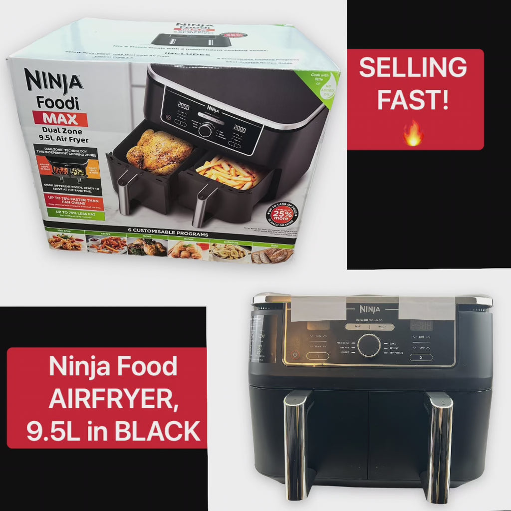 Ninja Foodi MAX Dual Zone Digital Air Fryer, 2 Drawers, 9.5L, 6-in