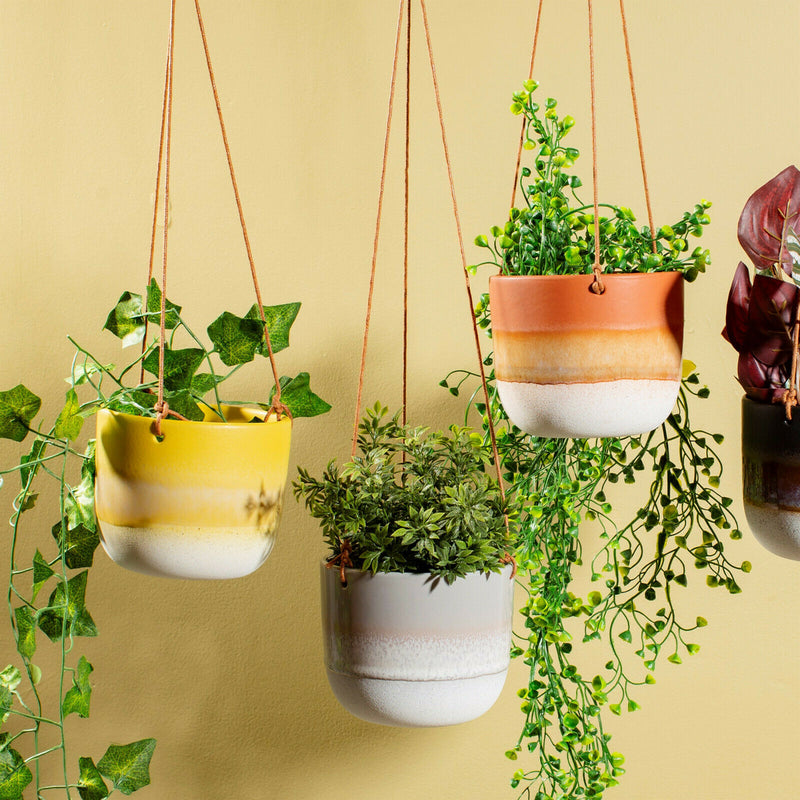 Sass & Belle Mojave Ceramic Hanging Planters Blue, Pink,Yellow,Black Terracotta