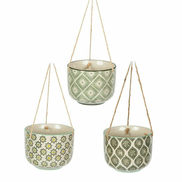 Set of 3 Hanging Ceramic Flower Plant Pot House Indoor Outdoor Houseplant Garden