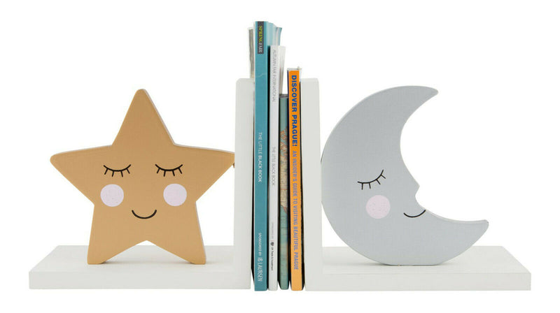 Tractor,Rainbow,Star,Cloud,Moon,Bear Camp Wooden Bookends Children's Bedroom