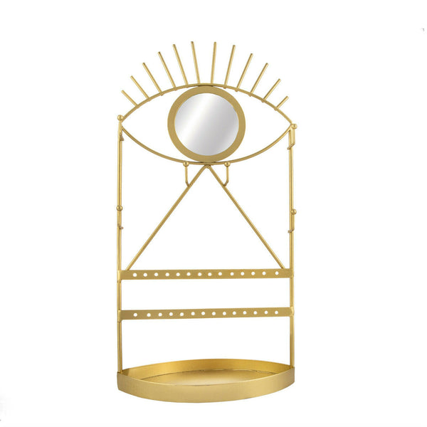 Sass & Belle Gold Jewellery Tree Holder Hanger with Eye See You Shape Mirror