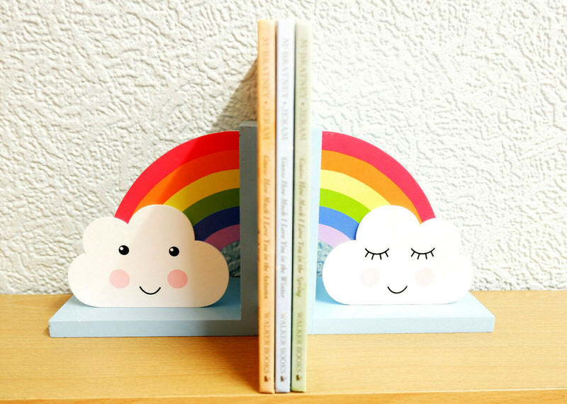 Tractor,Rainbow,Star,Cloud,Moon,Bear Camp Wooden Bookends Children's Bedroom