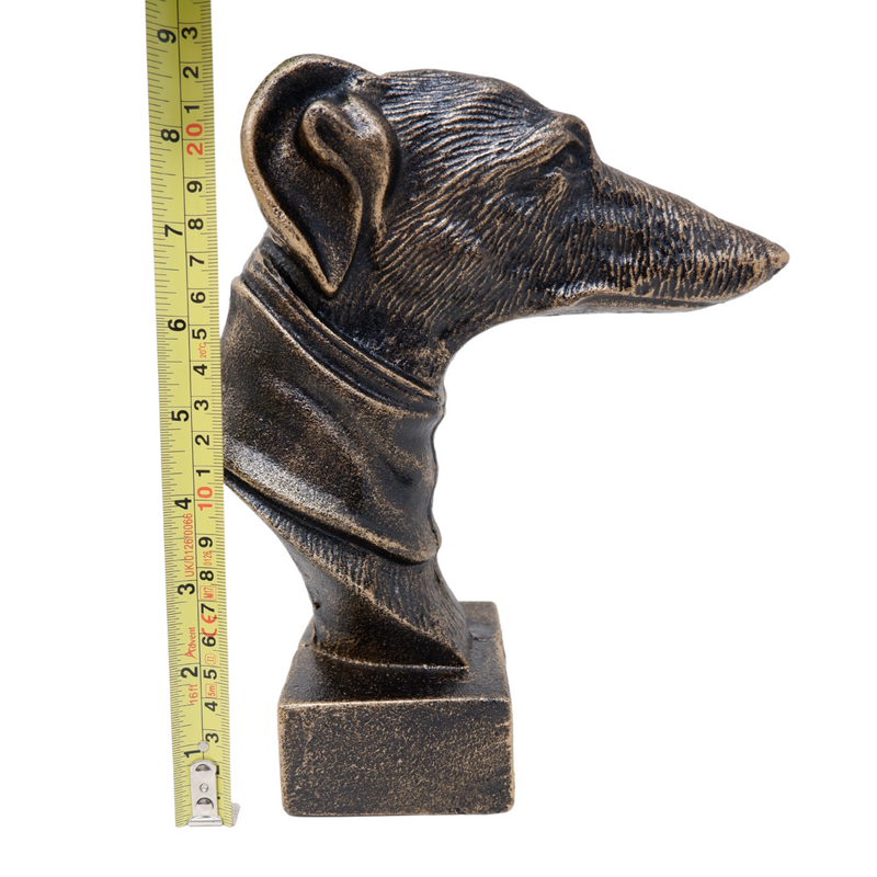 Cast Iron Greyhound Head Whippet Dog Statue Fireplace Ornament Book End Gift