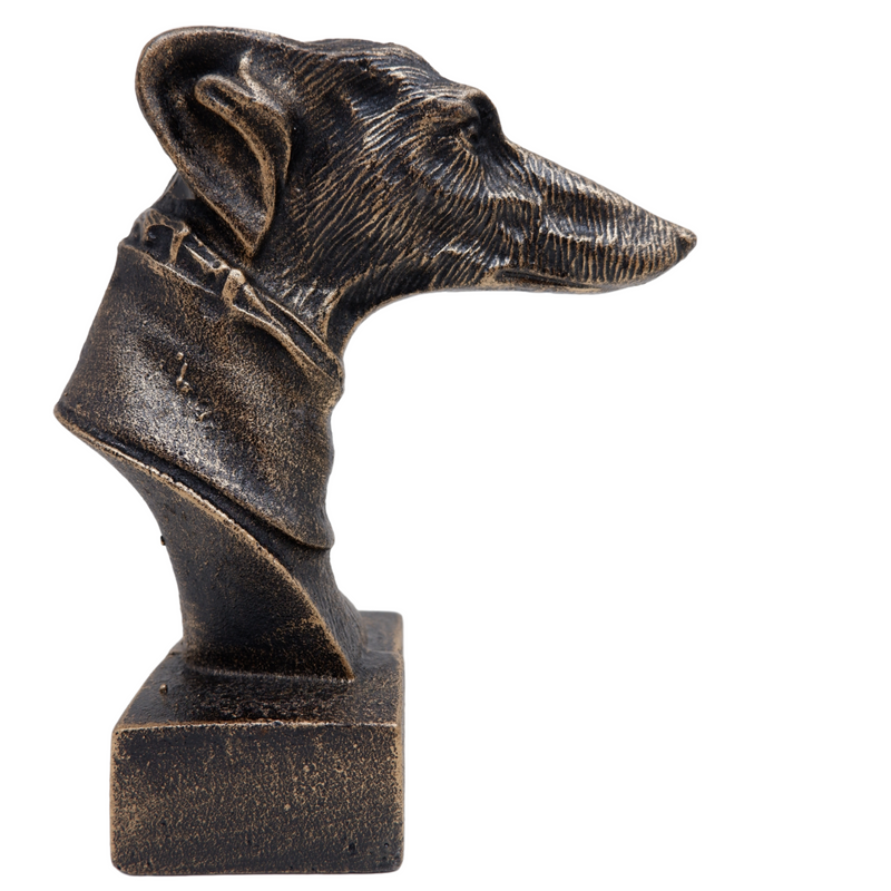 Cast Iron Greyhound Head Whippet Dog Statue Fireplace Ornament Book End Gift