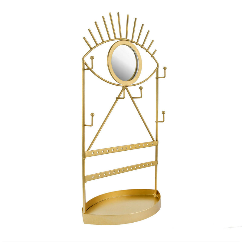 Sass & Belle Gold Jewellery Tree Holder Hanger with Eye See You Shape Mirror