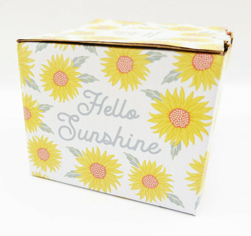 Sunflower Mum Hello Sunshine Hanging Planter Ceramic Pot Jute String 12x9cm