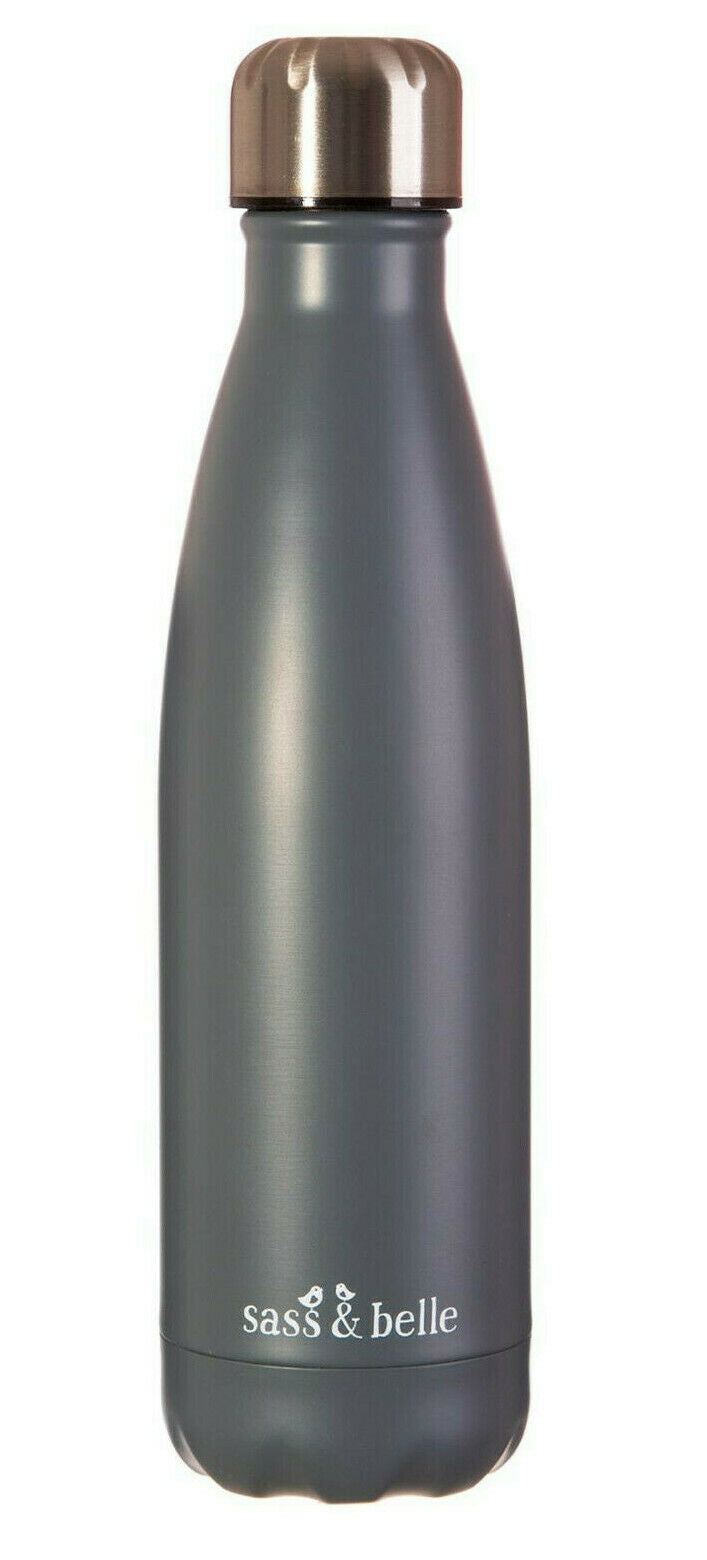 Sass&Belle Graphite Grey Stainless Steel Water Drinks Bottle Hot Cold Insulated