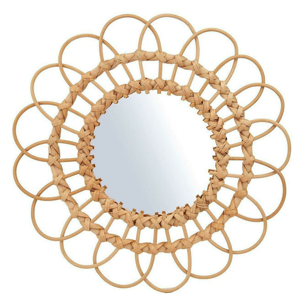 Sass & Belle Large Rattan Retro Mirror Decorative Home Glass Round Style Wall