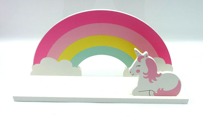 Sass & Belle Rainbow Unicorn Childrens Shelf Kids Room Wooden Shelf Storage