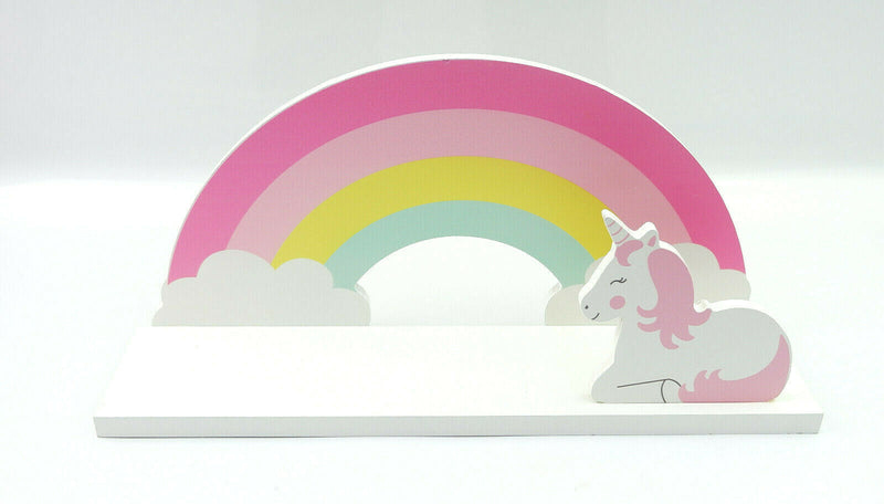 Sass & Belle Rainbow Unicorn Childrens Shelf Kids Room Wooden Shelf Storage