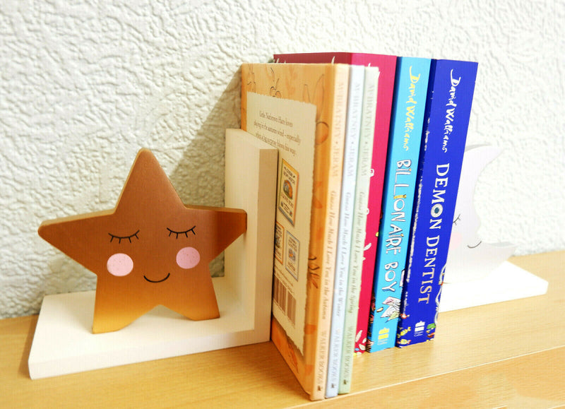 Tractor,Rainbow,Star,Cloud,Moon,Bear Camp Wooden Bookends Children's Bedroom