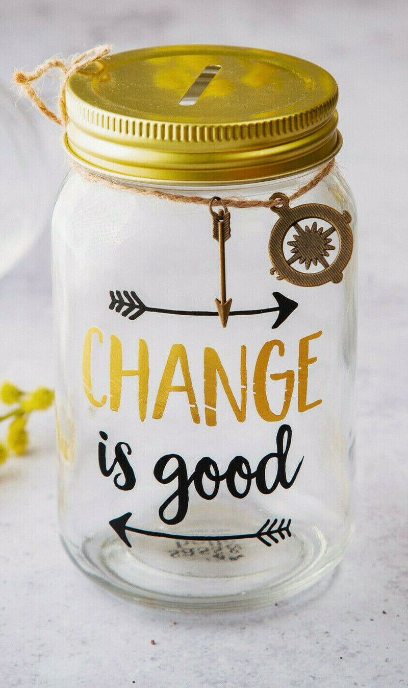 Sass & Belle {Change Is Good} Jar Money Box Savings Piggy Bank Gift Present