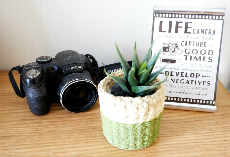 Mini Green Stripe Woven Dip Cement ceramic Basket Planter Decorative Pot Plant