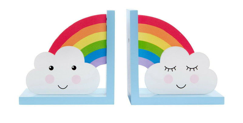 Tractor,Rainbow,Star,Cloud,Moon,Bear Camp Wooden Bookends Children's Bedroom