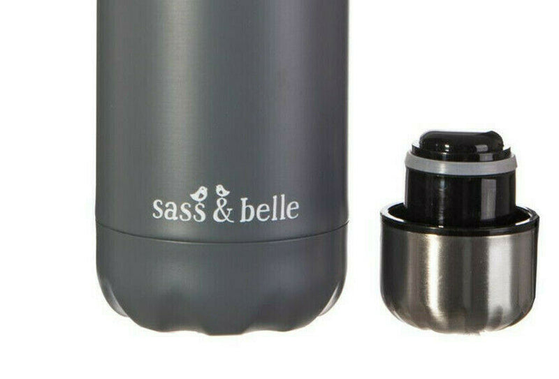 Sass&Belle Graphite Grey Stainless Steel Water Drinks Bottle Hot Cold Insulated