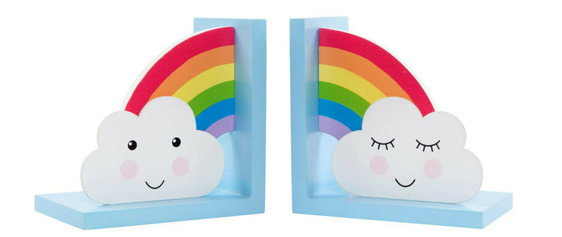 Tractor,Rainbow,Star,Cloud,Moon,Bear Camp Wooden Bookends Children's Bedroom