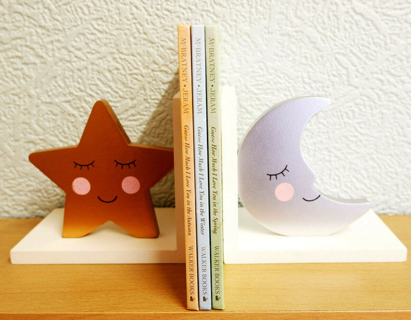 Tractor,Rainbow,Star,Cloud,Moon,Bear Camp Wooden Bookends Children's Bedroom