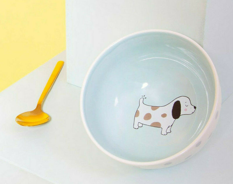 SASS & BELLE BARNEY THE DOG BOWL CEREAL BREAKFAST DESSERT KITCHEN PODKA DOT