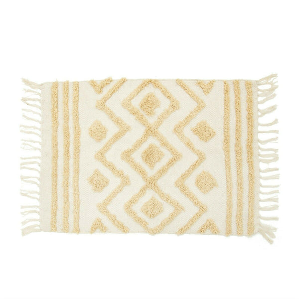 Sass & Belle Blanca Tufted Zigzag Rug with Tassels Bedroom Home Floor Mat