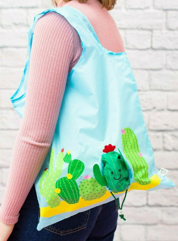 Sass & Belle Cute Reusable Eco Handbag Foldable Cactus Shopping Grocery Tote Bag