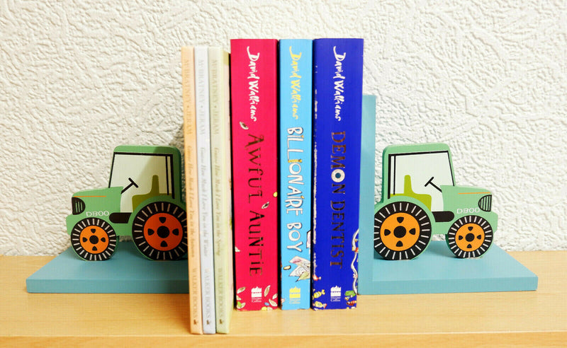 Tractor,Rainbow,Star,Cloud,Moon,Bear Camp Wooden Bookends Children's Bedroom